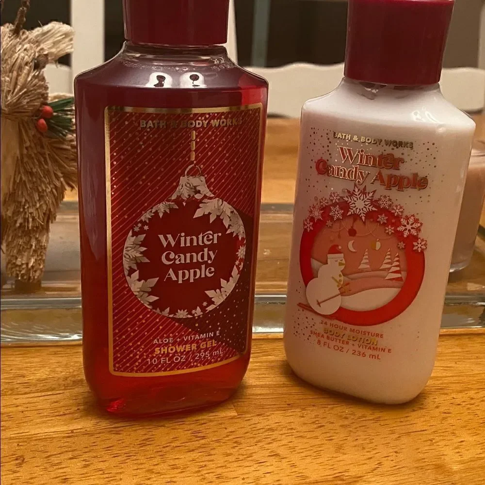 Christmas Winter Candy Apple Set Bath & Body Works Shower Gel & Body Lot…